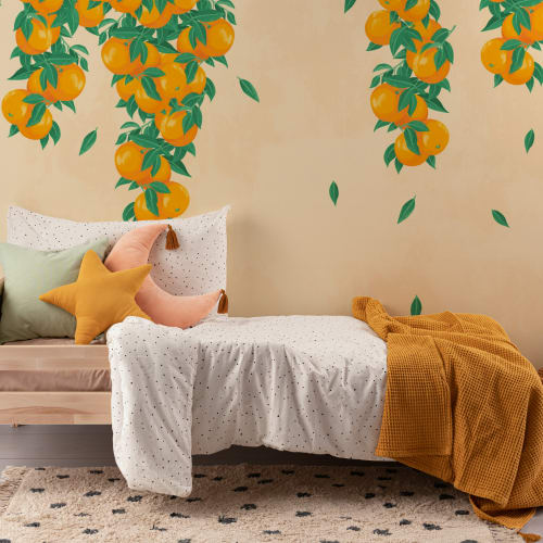 Cream & Orange Fruit Painterly Wallpaper Mural