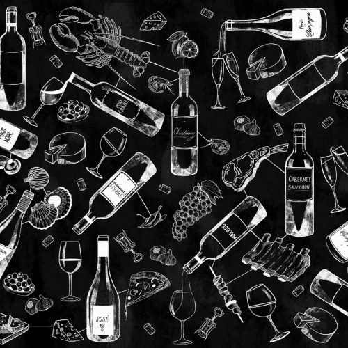 Fototapete Essen- und Weintafel