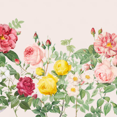 Rosa vårblommor Vintage blommig fototapet
