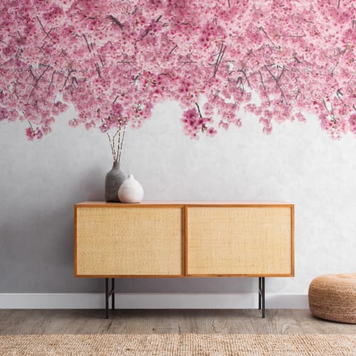 Fototapete Sakura Japanischer Kirschblütenbaum Rosa