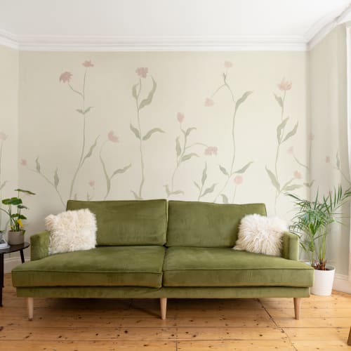Papier peint panoramique floral pastel pour espaces sereins