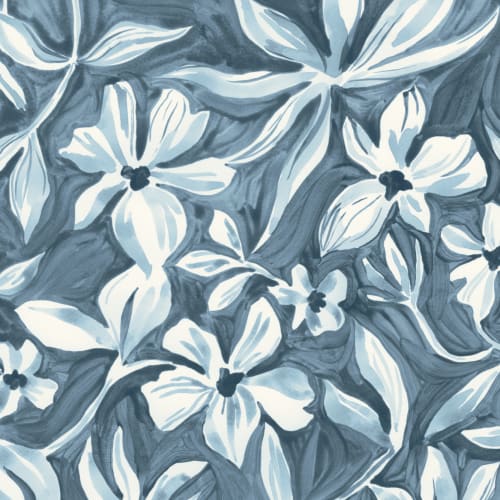 Blå elegant botanisk design mural-tapeter