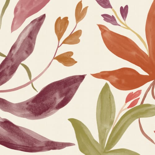 Multicolor Watercolor Leaf Botanical Mural for Vibrant Atmosphere