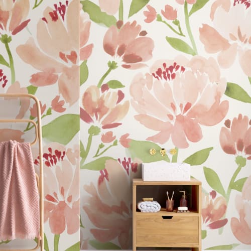 Målad akvarell Peonies fototapet