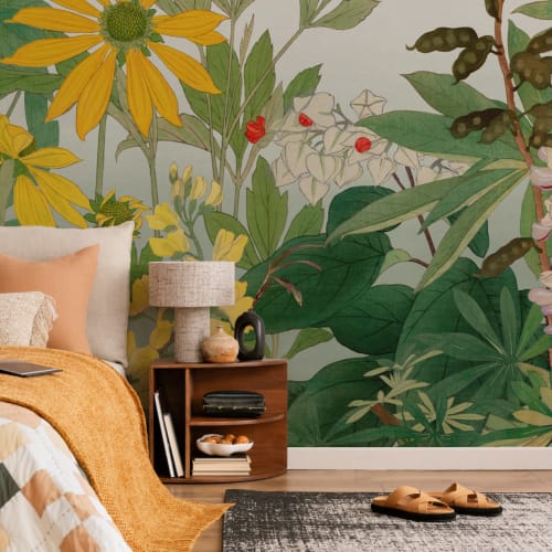 Lupin peinture murale florale japonaise à l'aquarelle