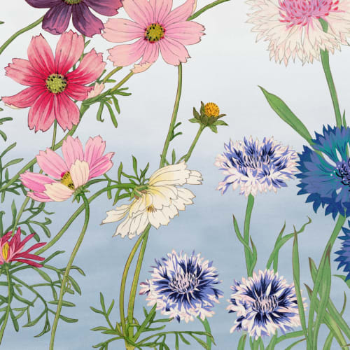 Cosmos aquarelle japonaise murale florale