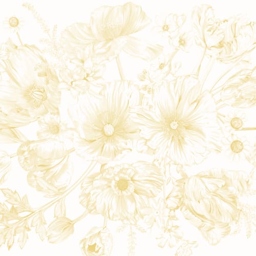 Gul illustreret fototapet med blomsterbuketter