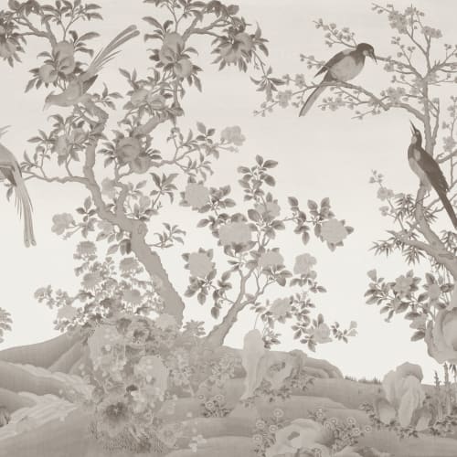 Bej Chinoiserie Vintage Garden Scene murale