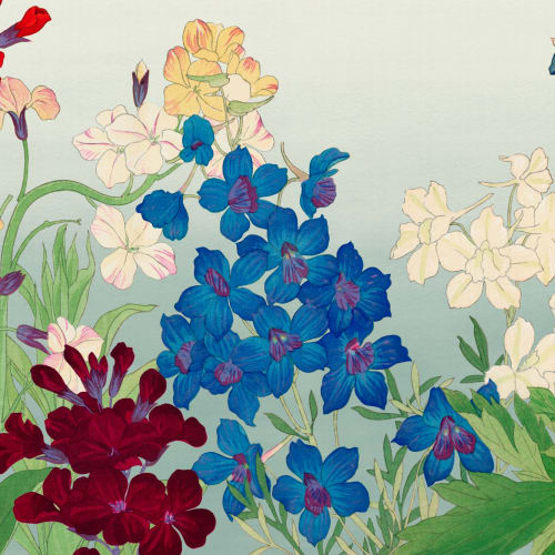 Delphinium Japanisch Aquarell Floral Fototapete