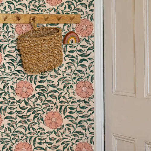 Owen Jones Peony kinesiska ornament Illustrationer Rosa fototapet