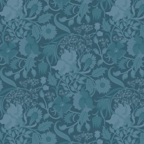 Teal Heritage Thistle Floral Wallpaper