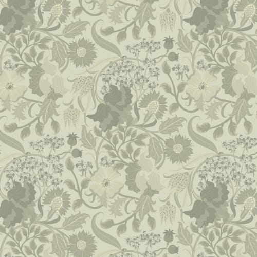 Green Heritage Thistle Floral Wallpaper