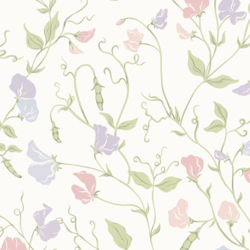Multi Sweet Pea Floral & Vines Mural