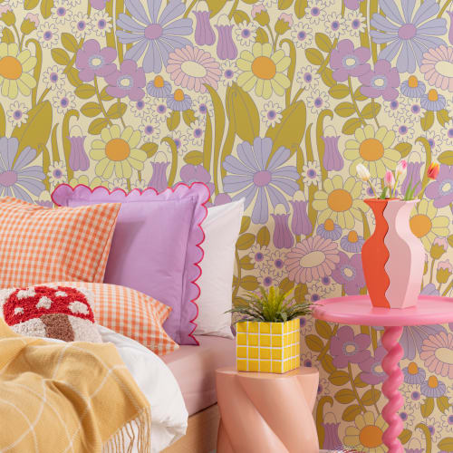 Elizabeth Olwen Groovy Meadow Lila Fototapete