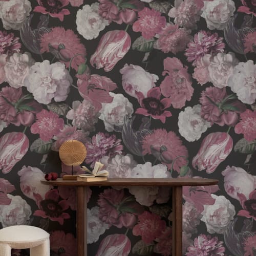 Purple Painted Large Scale Floral Mural