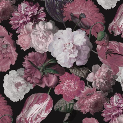 Purple Painted Large Scale Floral Mural
