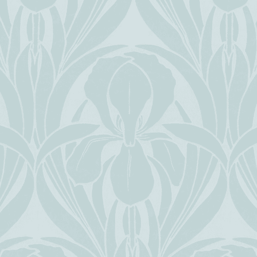 Blauwe Art Deco Houtblok Iris Muurschildering