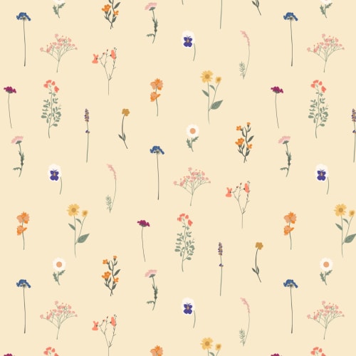 Papier peint à fleurs pressées jaunes