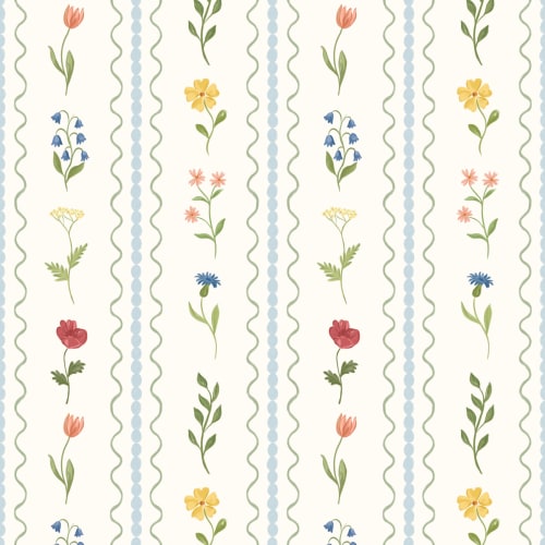 Blå spole stripete Wildflower fototapet