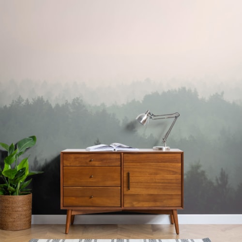 Peach & Green Pastell Ombre Forest fototapet