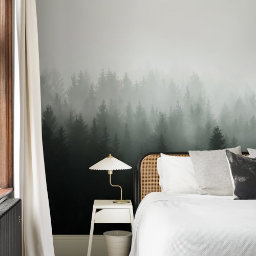 Deep Green Ombre Forest Wallpaper Mural
