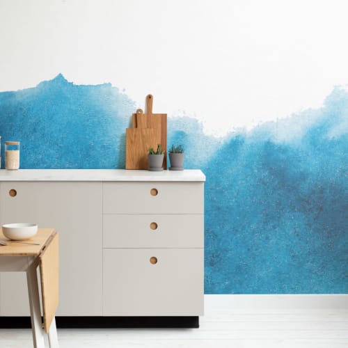 Mural Papel Pintado Pintura Decolorada Grunge Azul