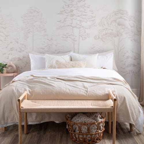 Roz ilustrat pădure Wallpaper Mural