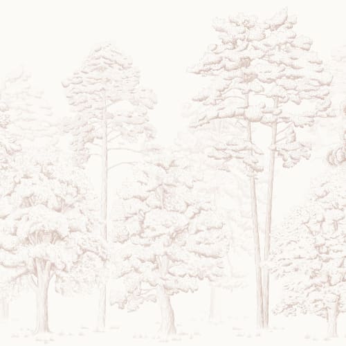 Roz ilustrat pădure Wallpaper Mural