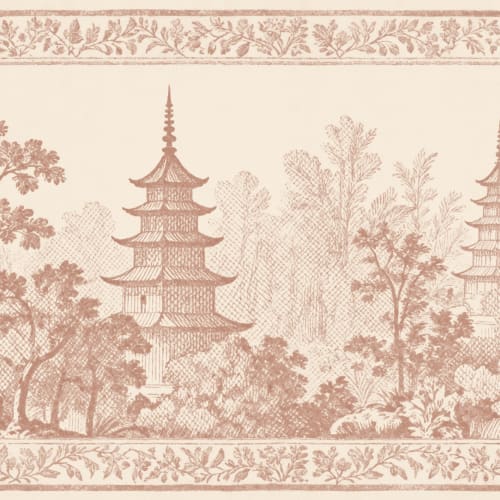 Warme Oosterse Pagode Landschap Vintage Stijl Muurschildering