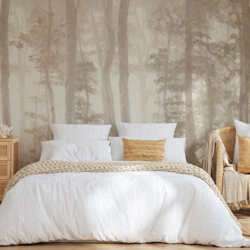 Neutral Forest Serenity Nature Mural With Soft Tones