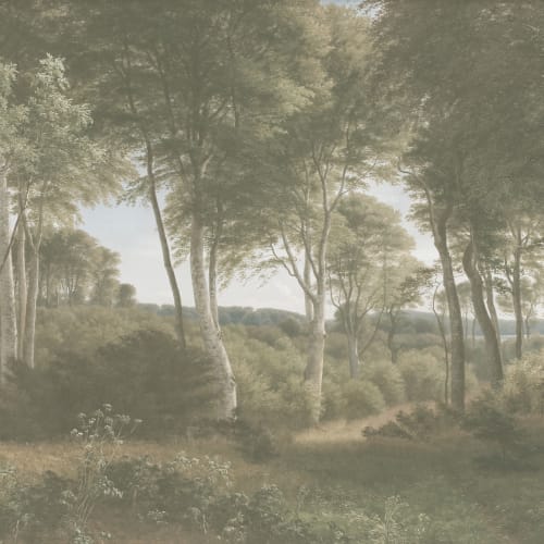 Light Green Forest Landscape Painting Mural