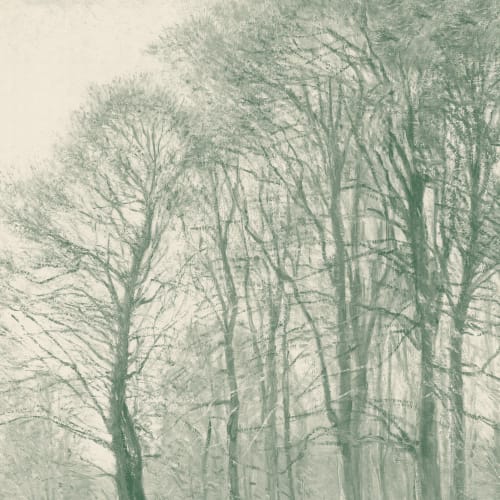 Blaugrüne, locker gemalte Fototapete im Wald