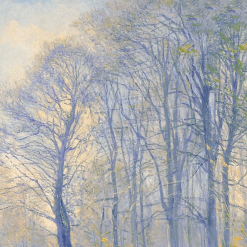 Blue Loosely Painted Forest Mural