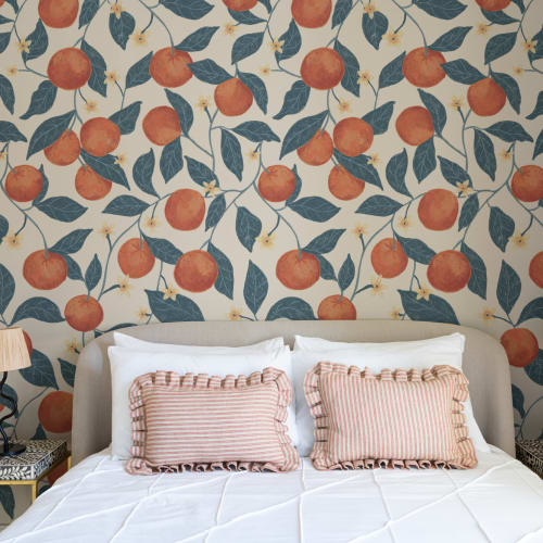 Beige Botanical Oranges Mural