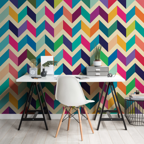 Flerfärgad Zig Zag-mönster fototapet