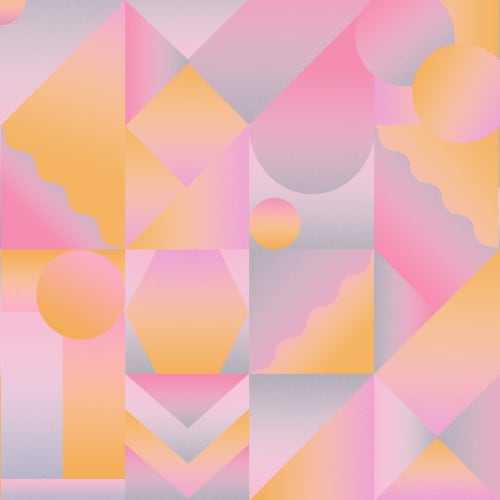 Orange og pink geometrisk gradient tapet vægmaleri