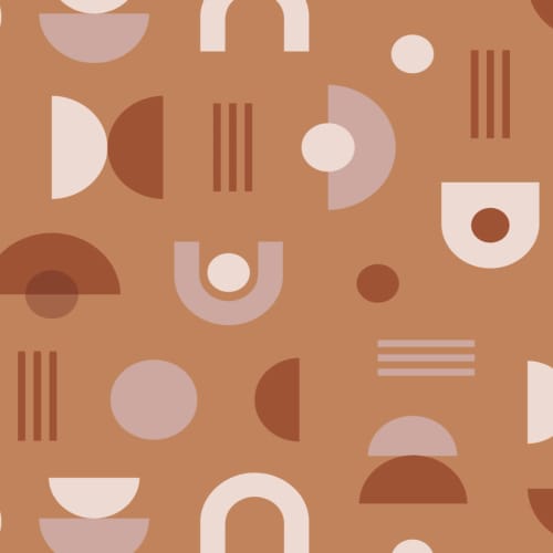Orange & Neutral Mid Century Modern Geometric Wallpaper Mural