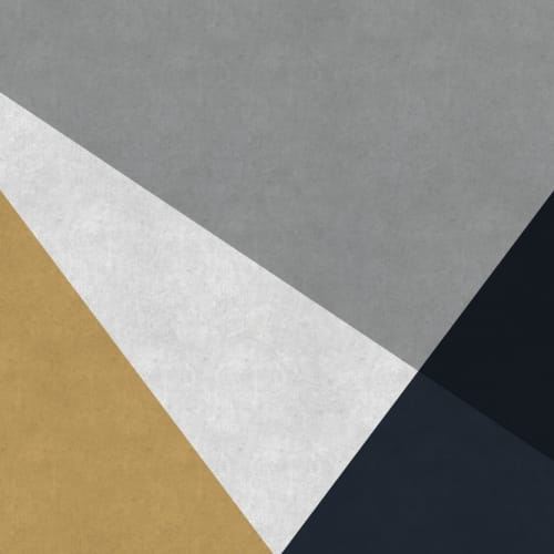 Grijs, Blauw & Goud Beton Effect Geometrisch Behang Muurschildering