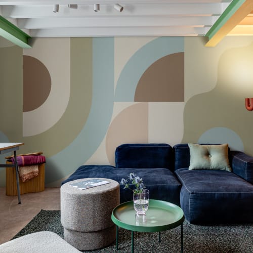 Multicolor Geometric stil retro murale