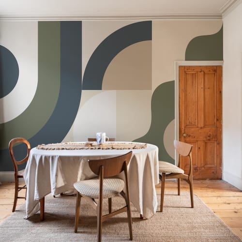 Mångfärgad geometrisk retro mönster mural-tapeter