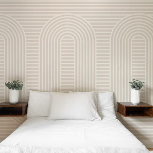 Neutru Zen Garden Curbe și dungi Wallpaper Mural