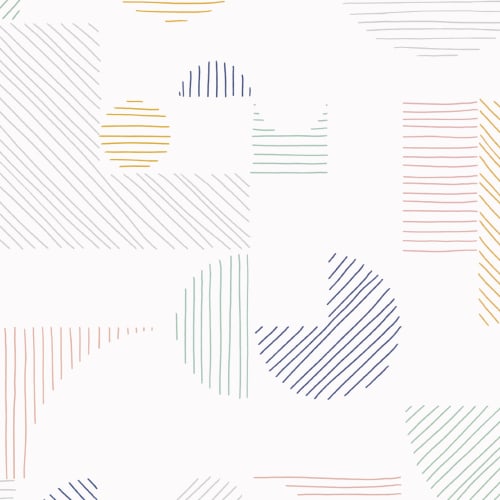 Papier Peint Couleur Pastel à Motifs de Lignes et Formes Géométriques