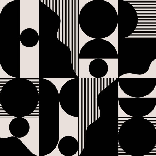 Bold negru și bej Abstract Geometric Wallpaper Mural