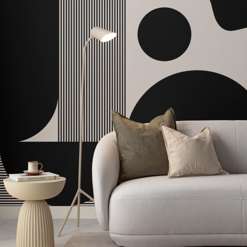 Bold negru și bej Abstract Shapes Wallpaper Mural