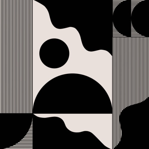 Bold negru și bej Abstract Shapes Wallpaper Mural