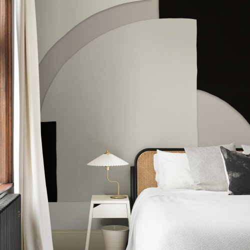 Negru și bej Abstract Shapes Wallpaper Mural