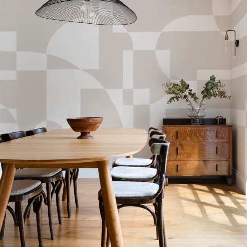 Beige Scandinavian Abstract Geometric Mural