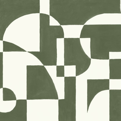 Mørkegrønn skandinavisk abstrakt geometrisk fototapet