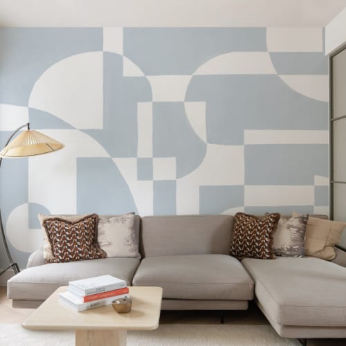 Sky Blue Scandi Abstract Geometric Mural