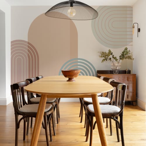 Pastelli Retro Retro geometrinen kaaret seinämaalaus